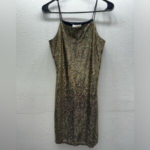 Vintage Mirrors gold sequin mini dress